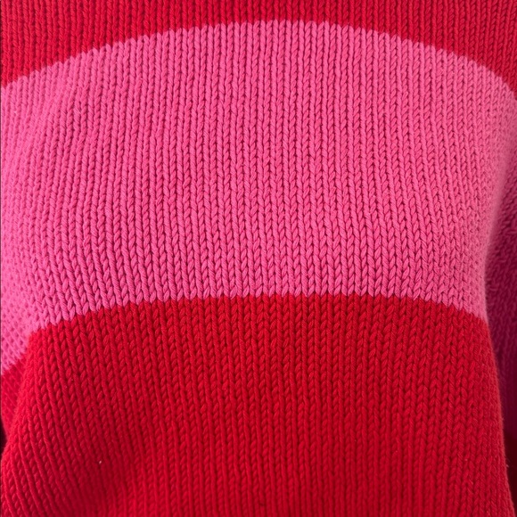 Isaac Mizrahi x Target Vibrant Bold Pink Red Stripped Knit Turtleneck Sweater - Picture 3 of 8